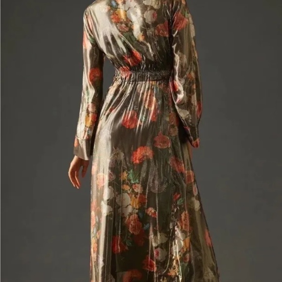 NWT Caballero Anthropologie Deep V-Neck Maxi Floral Dress Size XXS - Picture 3 of 6